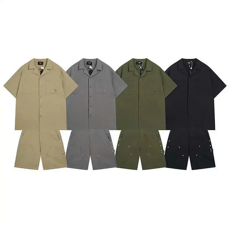 Cuban collar shirt and shorts set