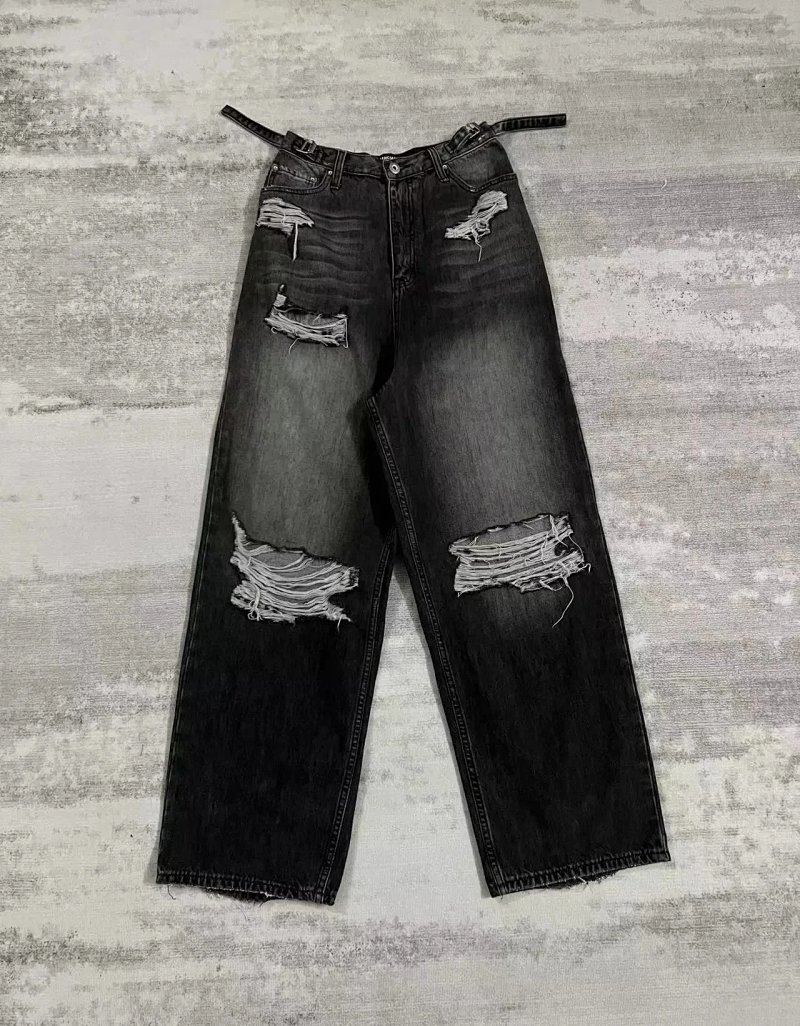 Black distressed baggy jeans