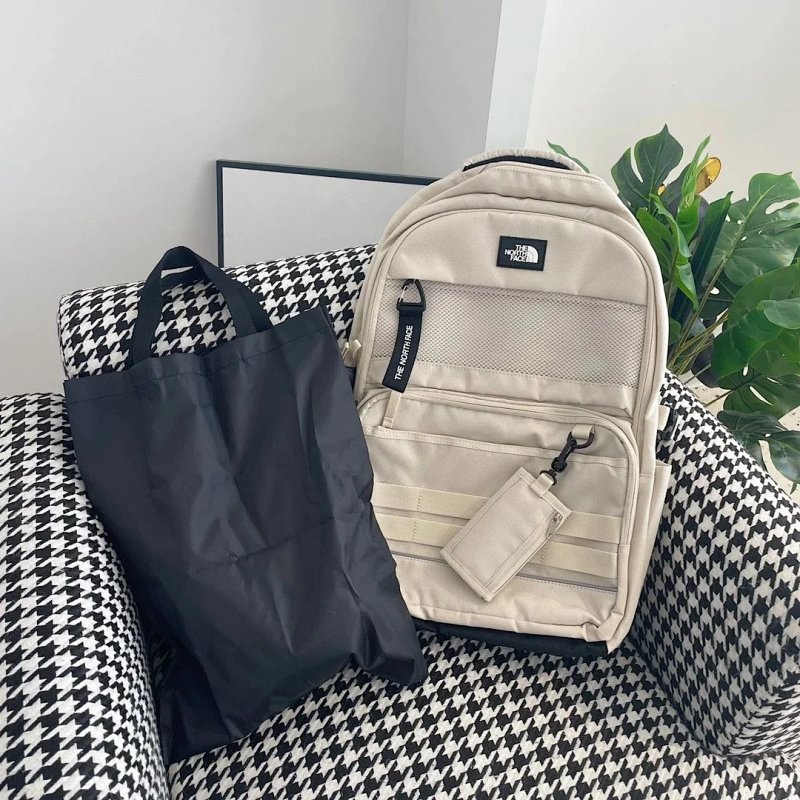 Beige mesh backpack