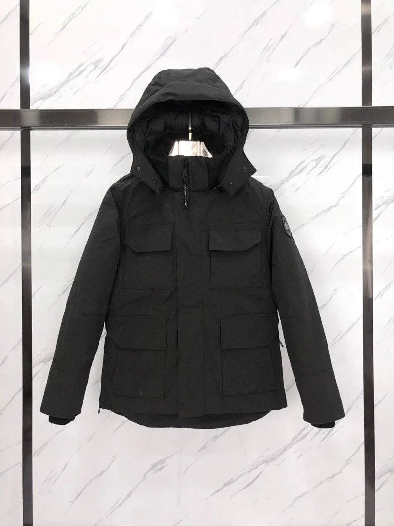 Black hooded down parka