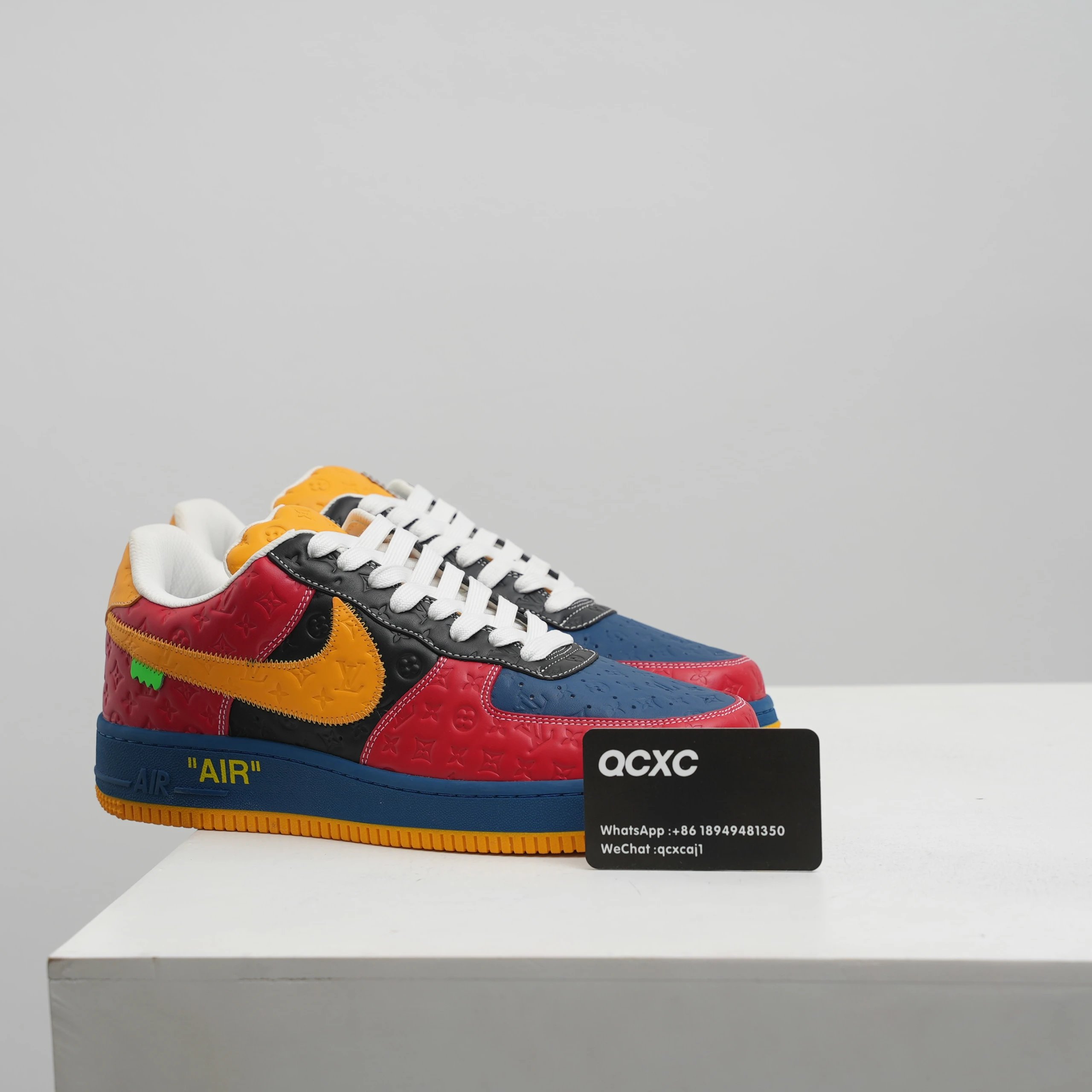 LV Air Force 1 — black blue orange red colorway — USFans Spreadsheet photo