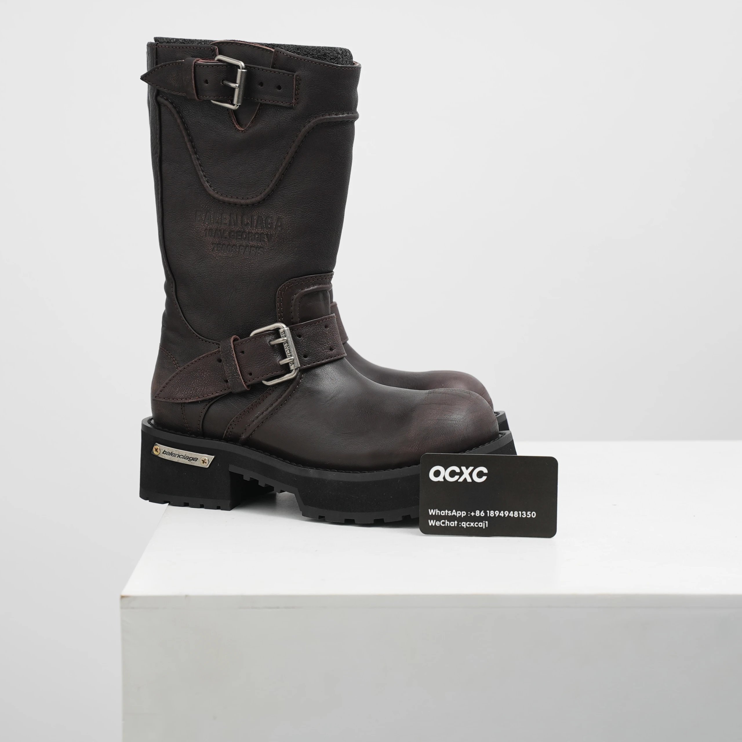 Balenciaga Venom Calfskin High Boot Dark Brown
