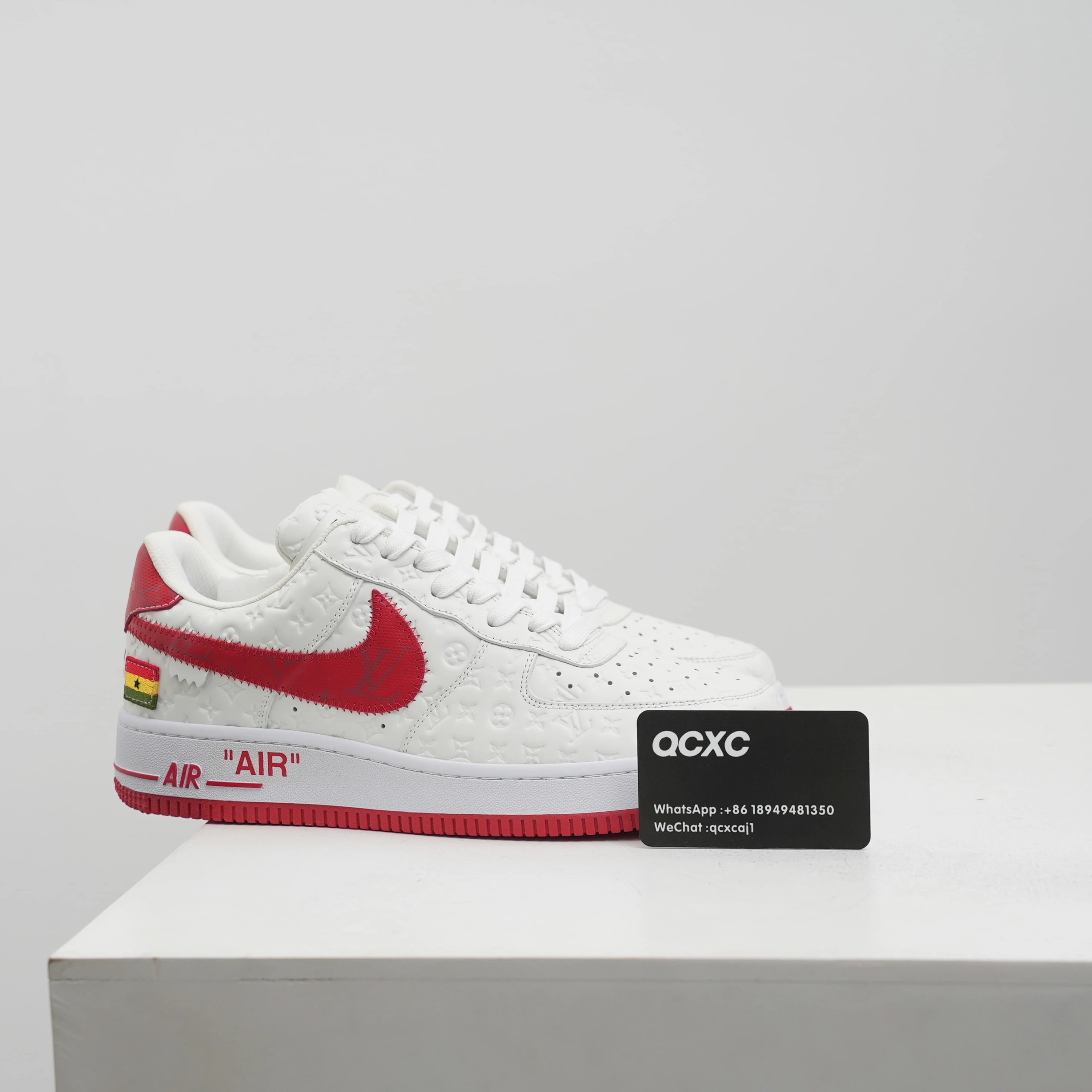LV Air Force 1 — White Red Label colorway — USFans Spreadsheet photo