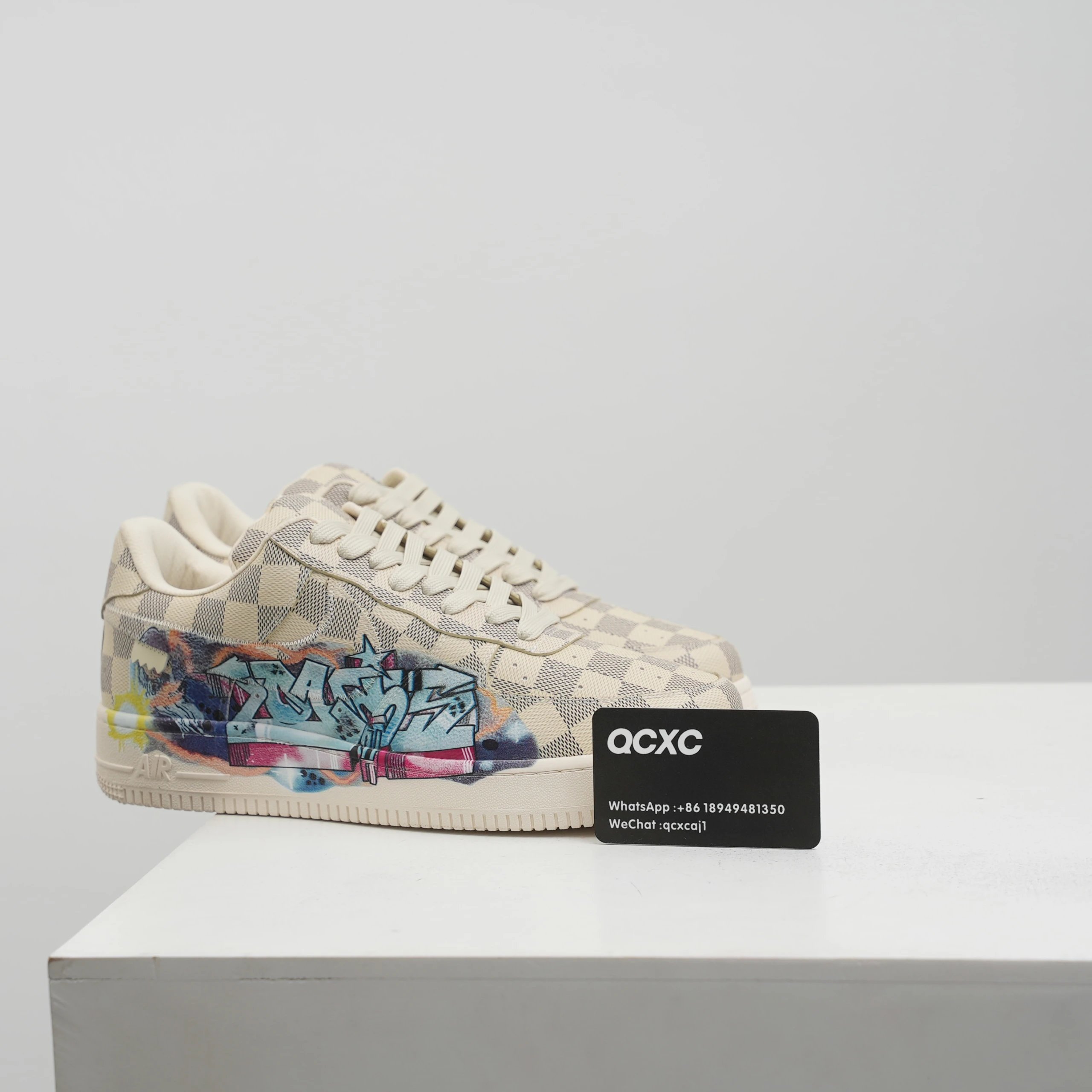 LV Air Force 1 — Checkerboard graffiti colorway — USFans Spreadsheet photo