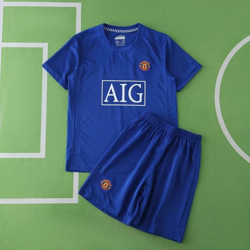 0809 Manchester United Second Away Blue Kids' Kit (Please note customization info in order remarks; messages will not count)