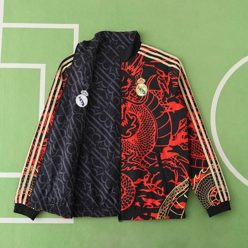 2425 Real Madrid Black & Red Chinese Dragon Double-Sided Jersey (Please note customization info at checkout, messages are not accepted)