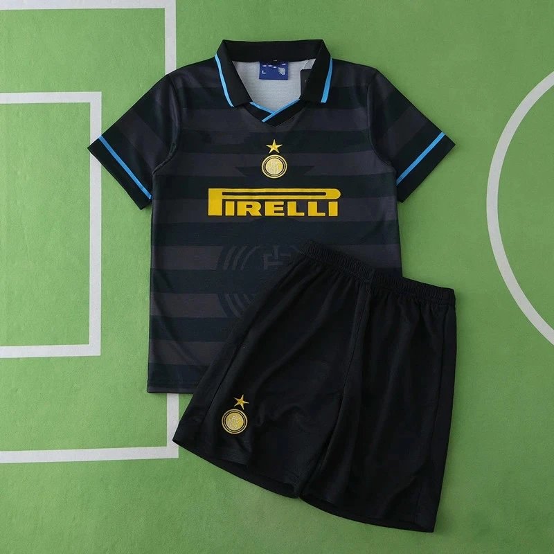 9798 Inter Milan Second Away Black Grey Kids Clothing (For customization info, please note it when placing order; messages are not counted)