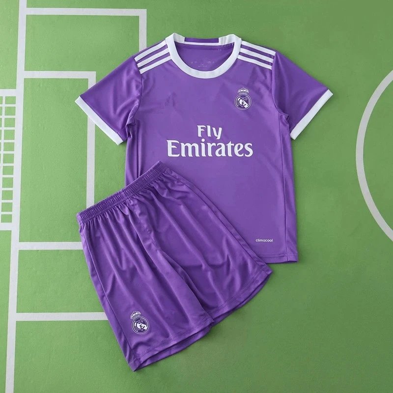 1617 Real Madrid Away Purple Kids Kit (For custom info, please leave a note when placing your order; messages do not count)