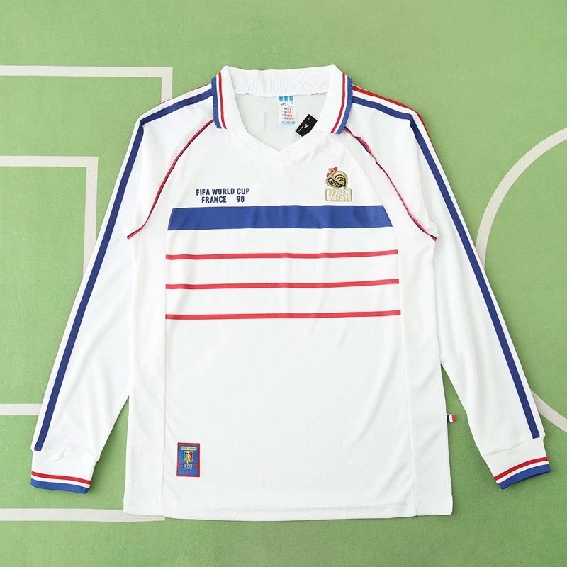 1998 France Away Long-Sleeve Jersey (Customization details must be noted at checkout; messages do not count)