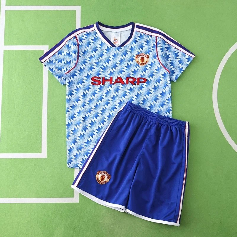 9092 Manchester United Away Blue Kids Jersey (Please note customization info when placing order, messages are not counted)