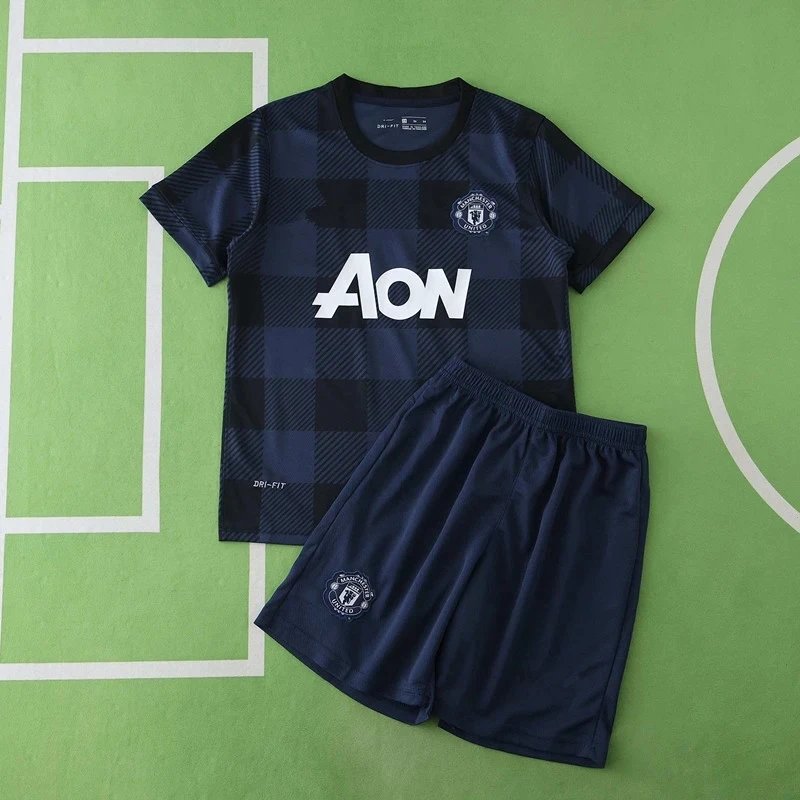 1314 Manchester United Away Black Grey Kids Jersey (Please note customization info when placing order, messages will not count)