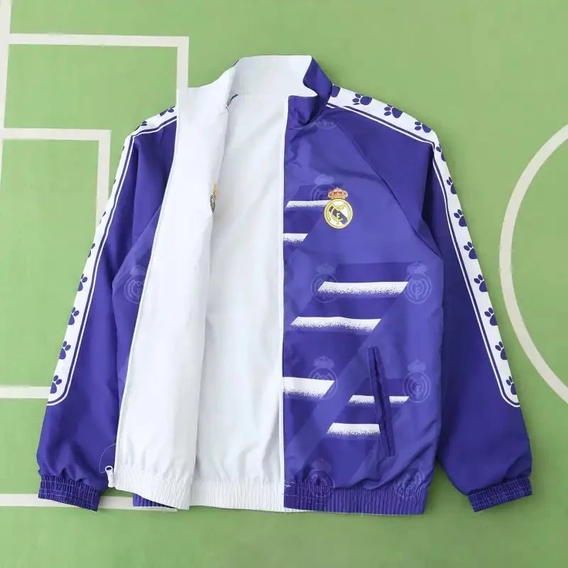 2425 Real Madrid CF Wear on both sides windbreaker(For customization, please leave a note when placing your order. Do not send private messages.)