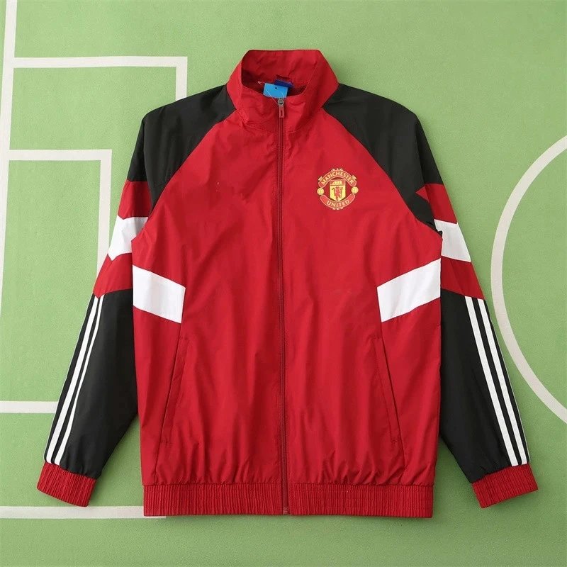 2425 Manchester United Red Black Arm Windbreaker (Please note customization info when placing order, messages will not count)