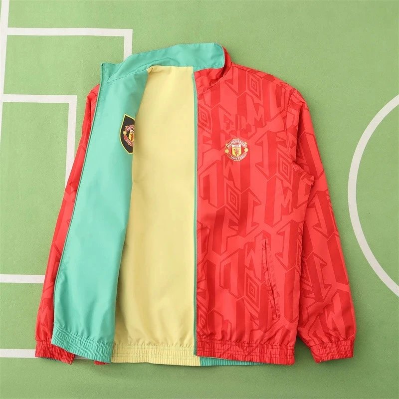 9294 Manchester United Red/Yellow-Green Reversible Jersey (Please note customization info in your order; messages won't count)