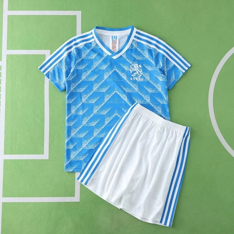 1988 Netherlands Away Blue Kids Jersey (Please Note Customization Info in Order Remarks, Messages Are Not Counted)