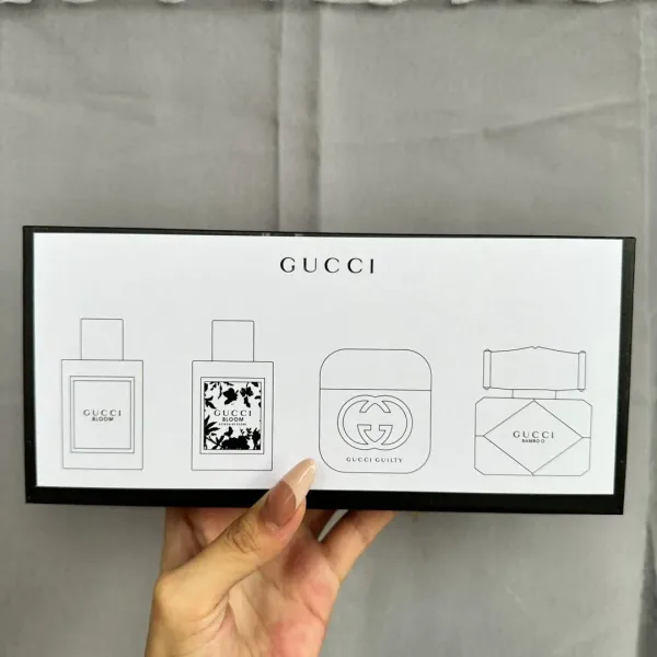 Gucci Bloom Floral Print, Gucci Bloom Acqua di Fiori, Gucci Guilty Eau de Toilette, and Gucci Bamboo Mini Perfume Set - 2