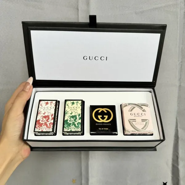 Gucci Bloom Floral Print, Gucci Bloom Acqua di Fiori, Gucci Guilty Eau de Toilette, and Gucci Bamboo Mini Perfume Set - 1