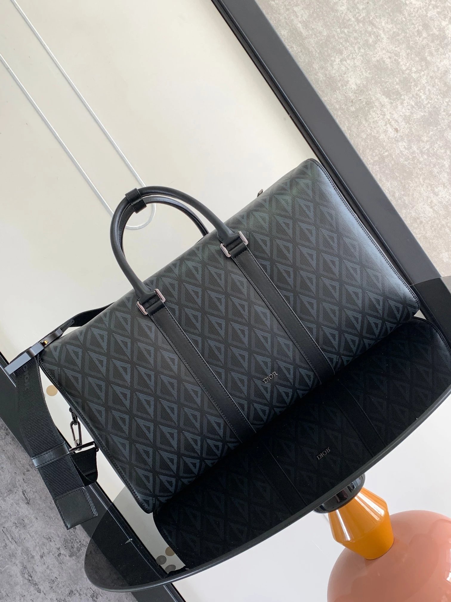 Dior Dior Travel Bag Black Grained Leather Duffle Bag - 8