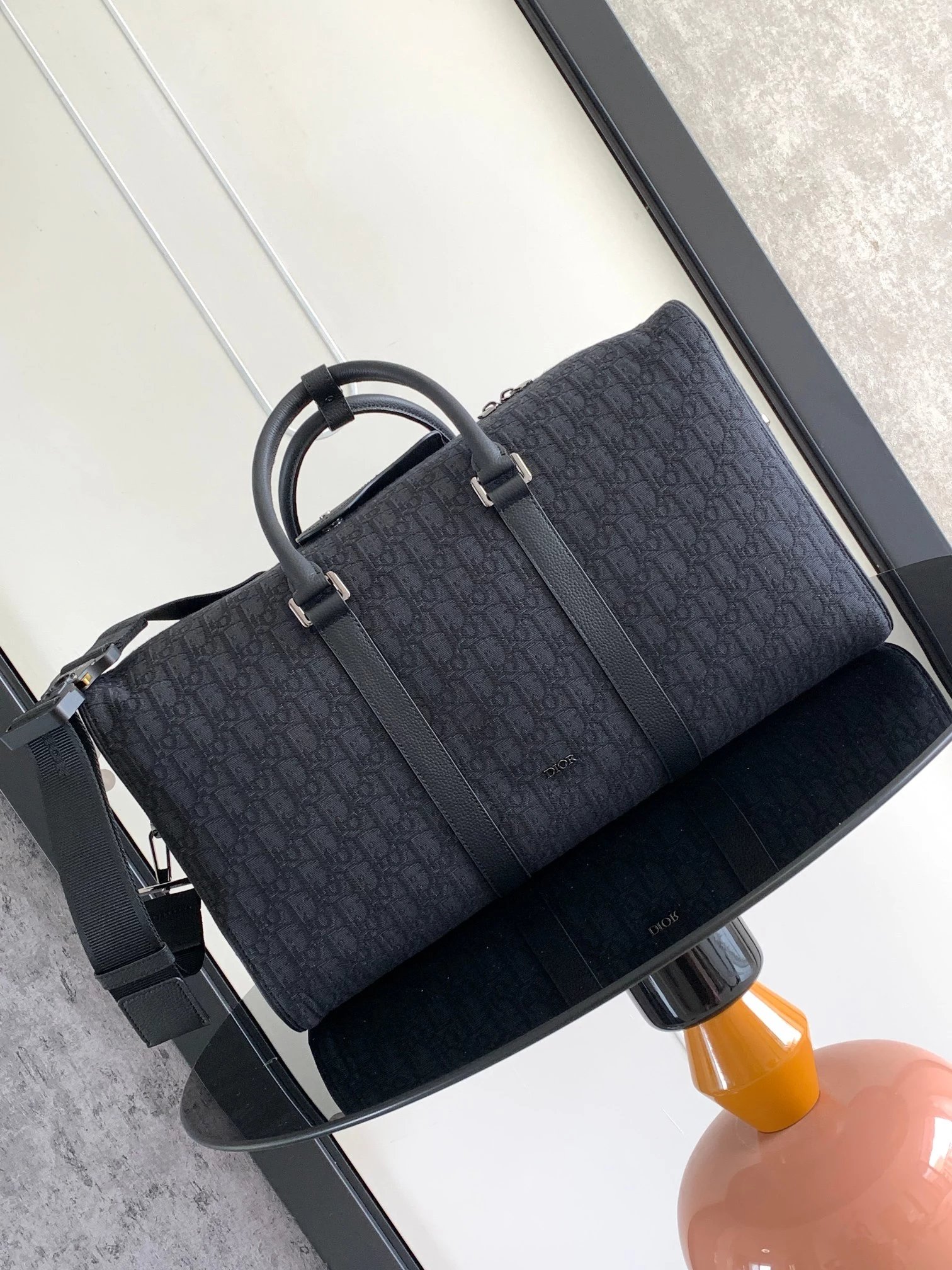Dior Dior Travel Bag Black Grained Leather Duffle Bag - 5