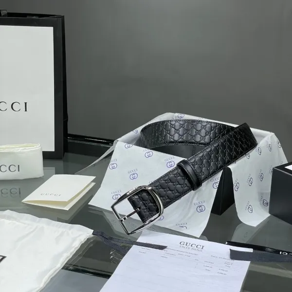 Gucci GG Marmont Embossed Leather Belt Black - 3