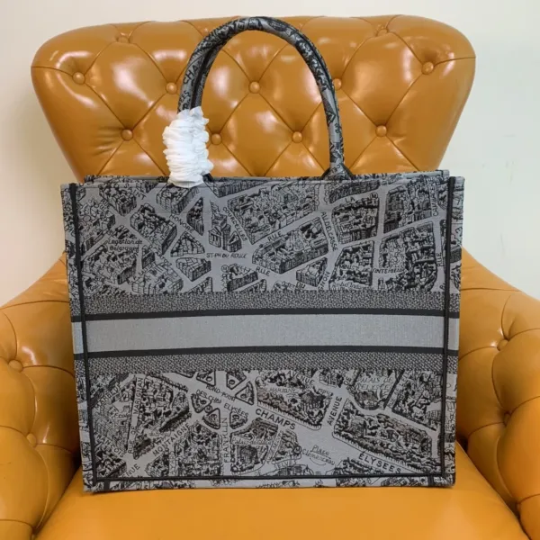Dior Book Tote Paris Map Gray Canvas Tote Bag - 7