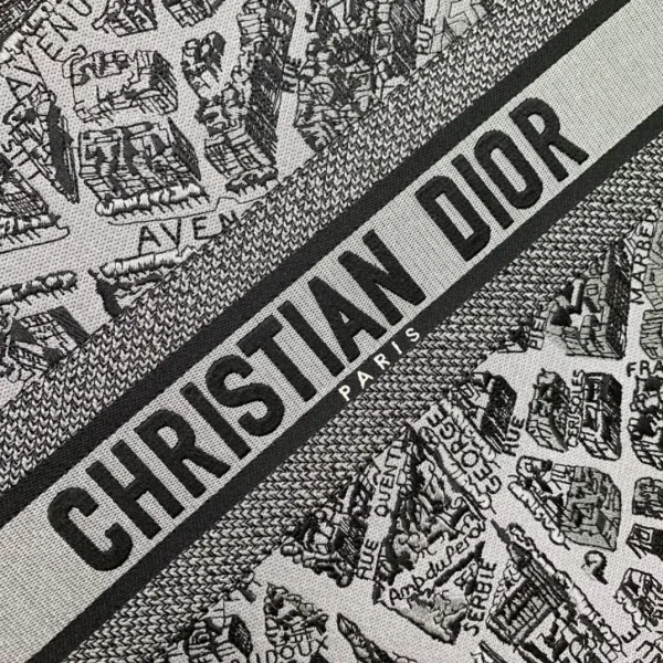 Dior Book Tote Paris Map Gray Canvas Tote Bag - 8