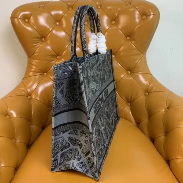 Dior Book Tote Paris Map Gray Canvas Tote Bag - 6