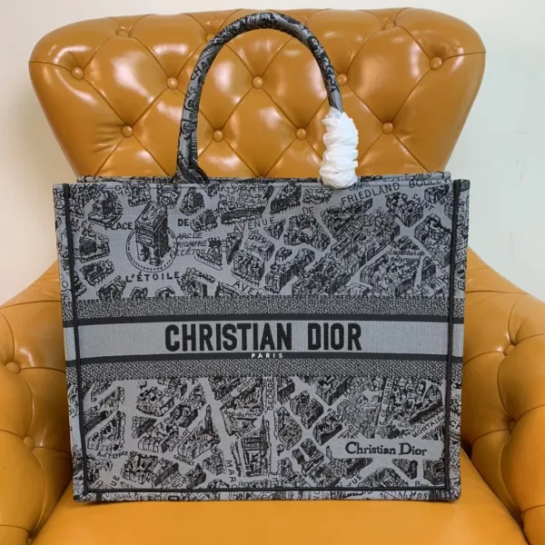 Dior Book Tote Paris Map Gray Canvas Tote Bag - 5