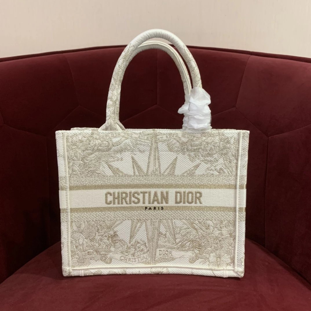 Christian Dior Mini Book Tote Interior Detail (Toile de Jouy Embroidery)