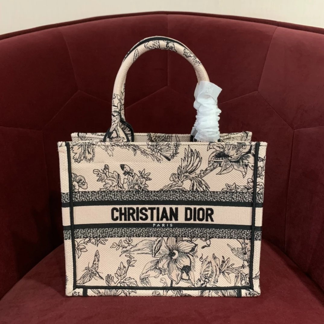 Christian Dior Mini Book Tote Interior Detail (Toile de Jouy Embroidery)