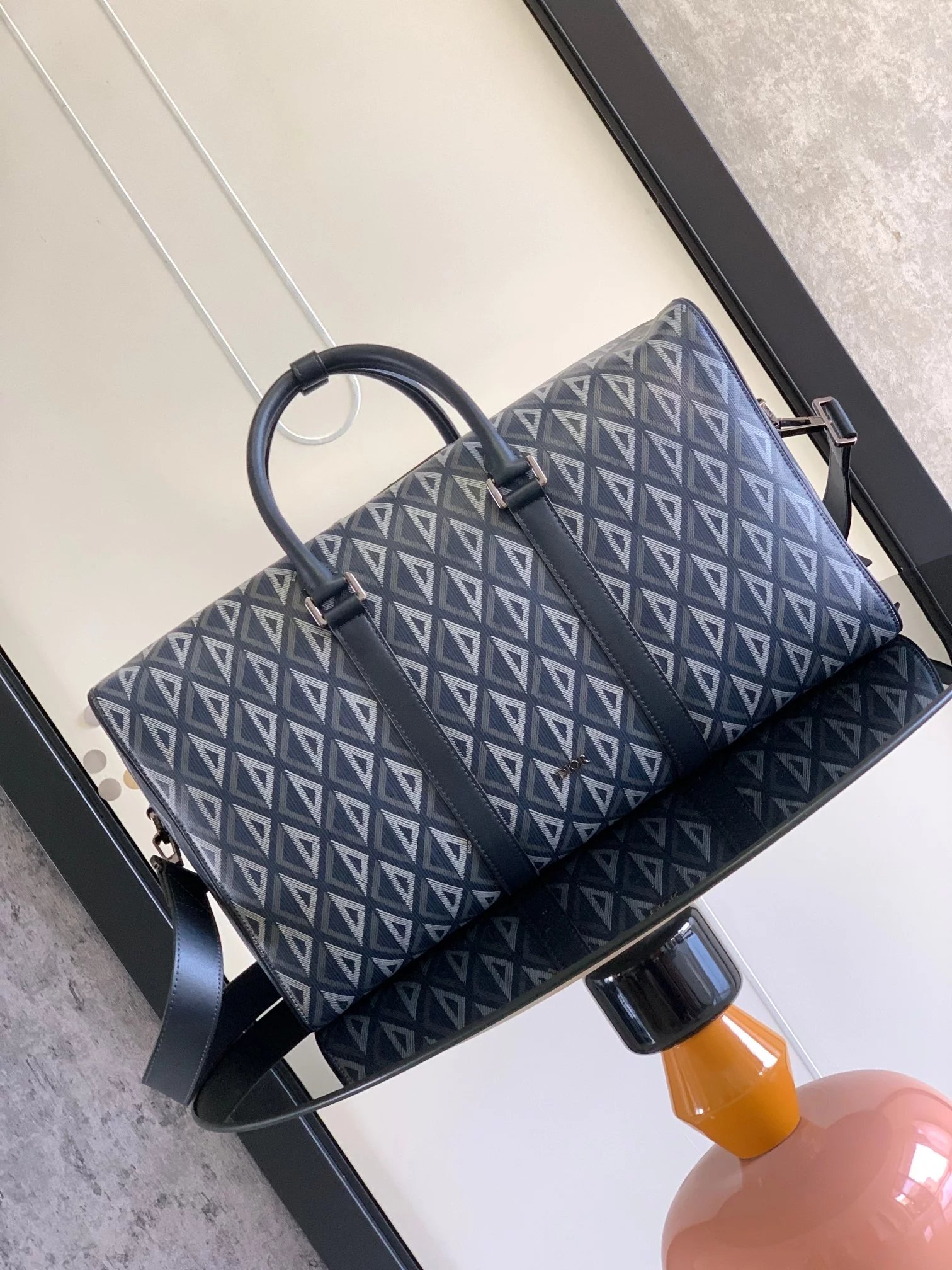 Dior Dior Travel Bag Black Grained Leather Duffle Bag - 9