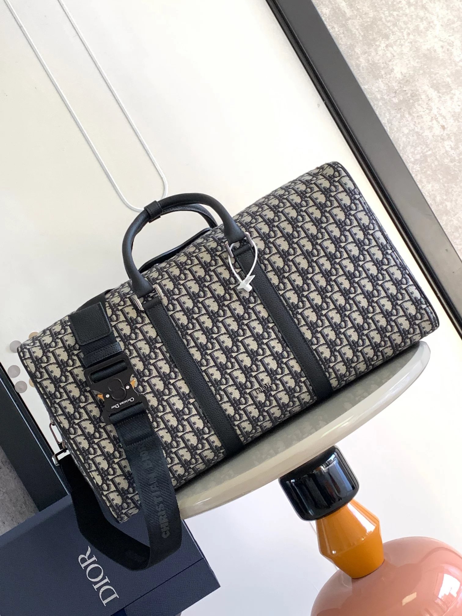 Dior Dior Travel Bag Black Grained Leather Duffle Bag - 6