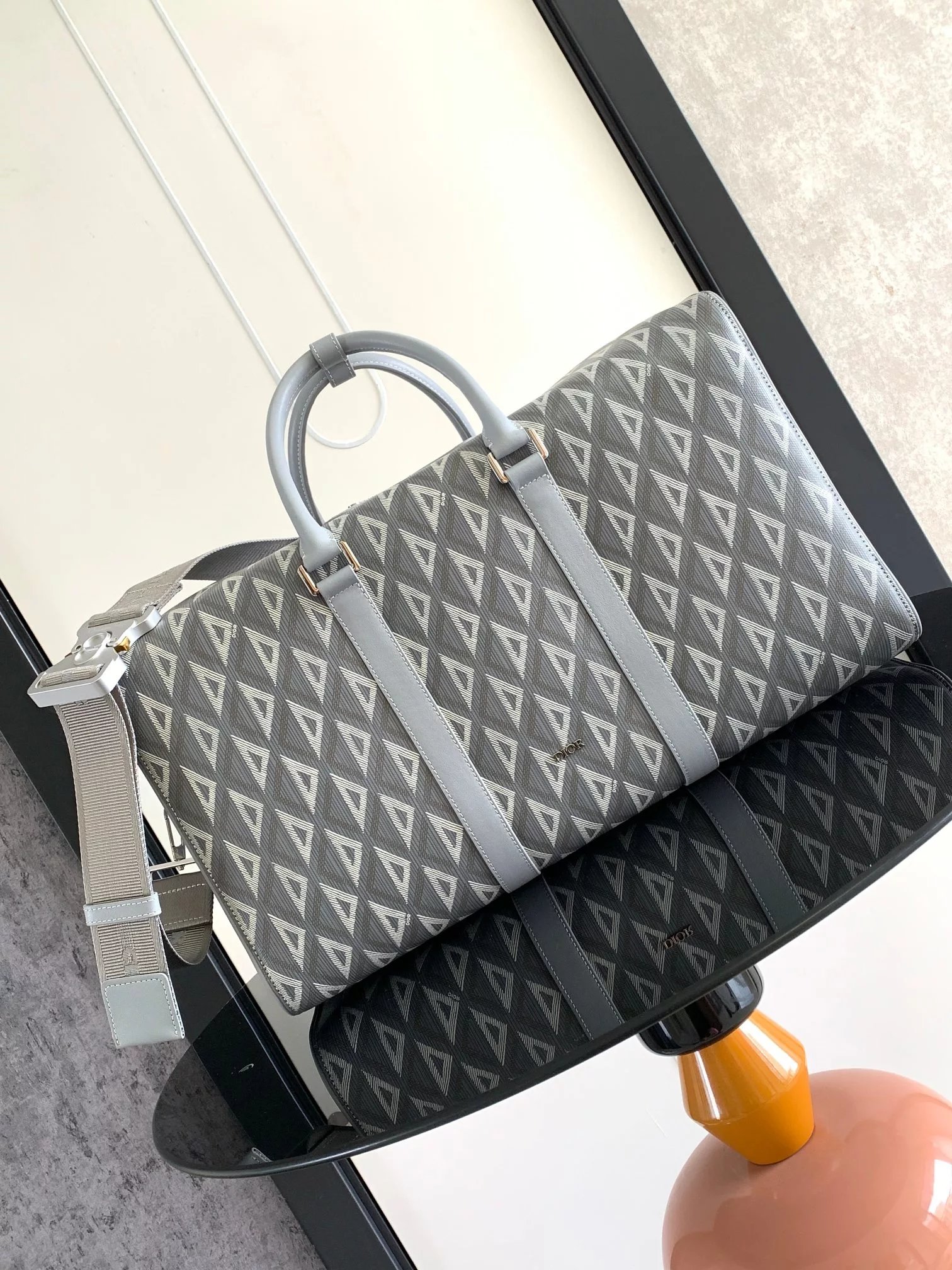 Dior Dior Travel Bag Black Grained Leather Duffle Bag - 7