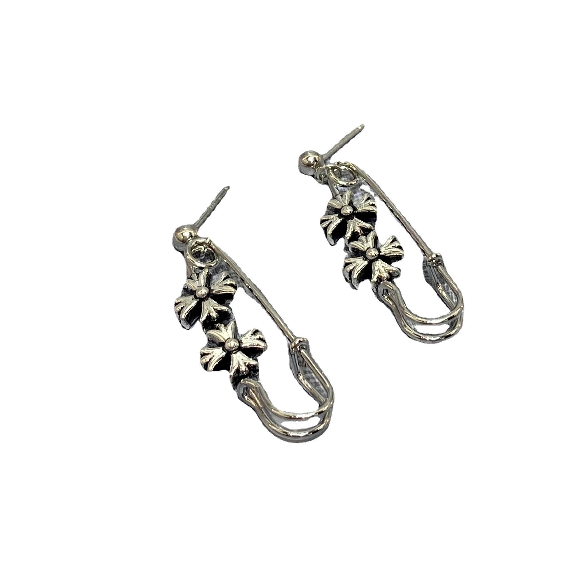 Cross Paperclip Stud Earrings