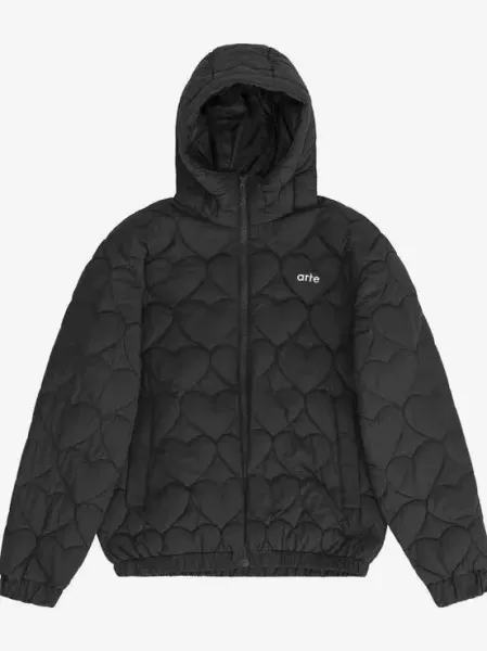 Arte Heart Quilted Hooded Jacket Black - 5