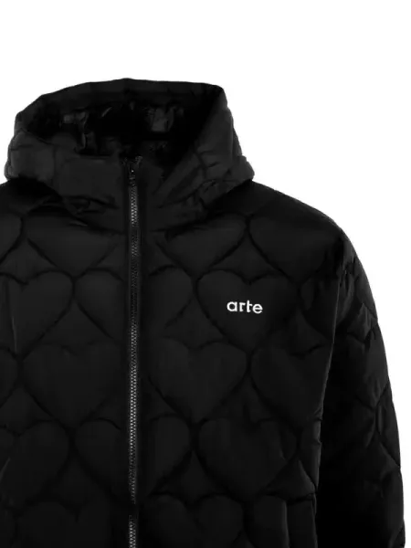 Arte Heart Quilted Hooded Jacket Black - 7
