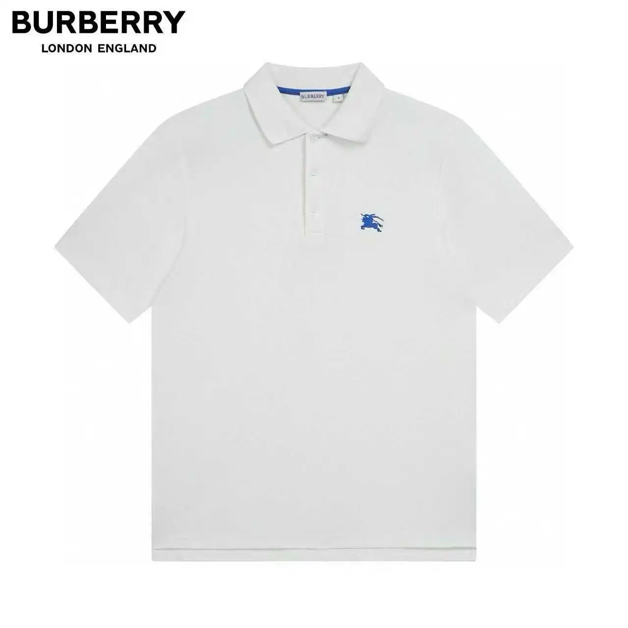 Gucci Shirts Short-Sleeve Polo Shirt with Contrast-Trim Collar — Burberry 7