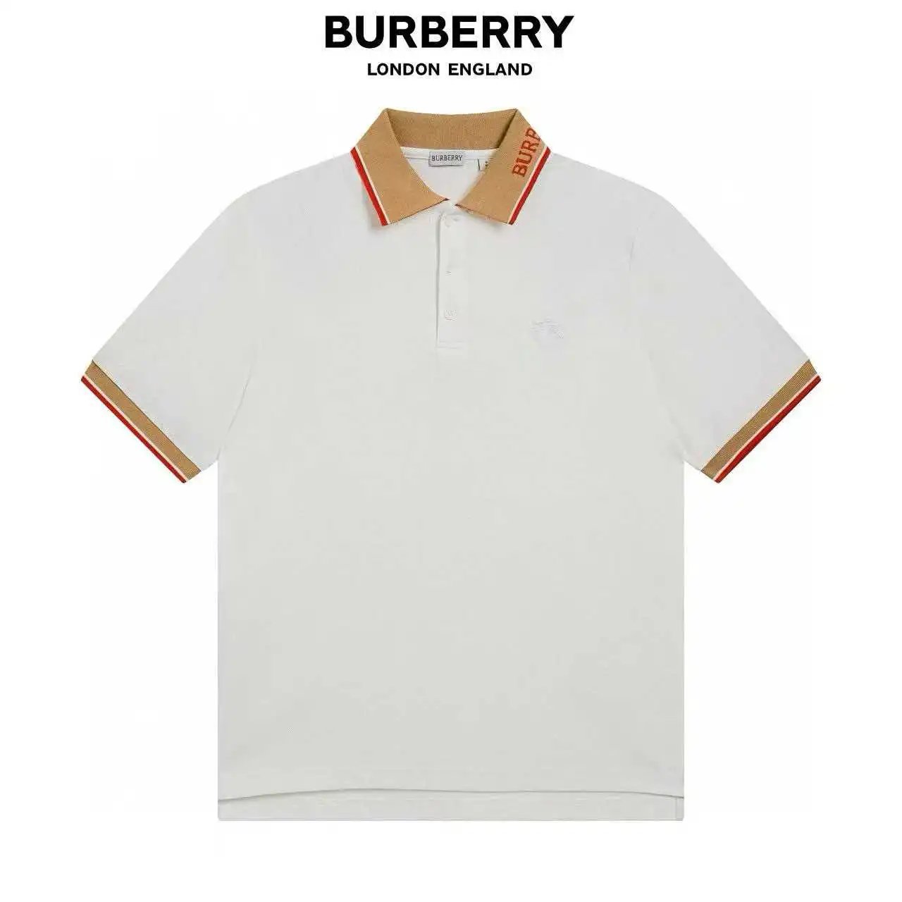 Gucci Shirts Short-Sleeve Polo Shirt with Contrast-Trim Collar — Burberry 5