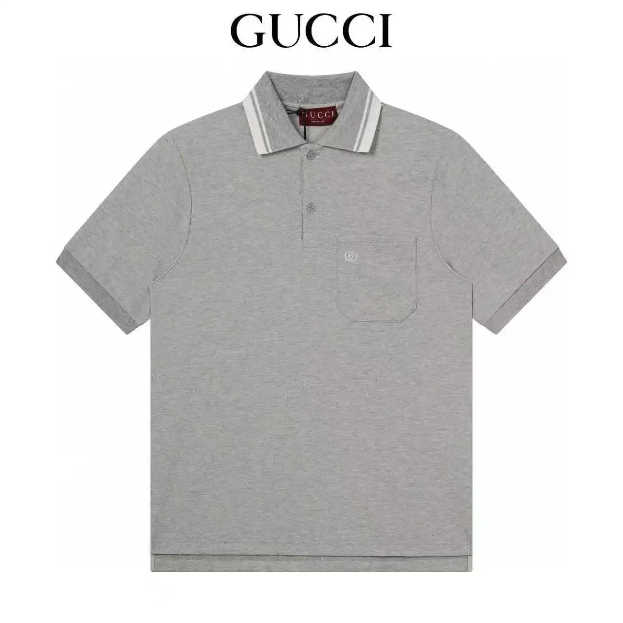 Gucci Shirts Short-Sleeve Polo Shirt with Contrast-Trim Collar — Gucci 4