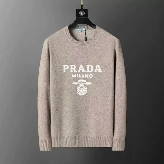 Prada Knitwear Crewneck logo knit sweater product detail image 6