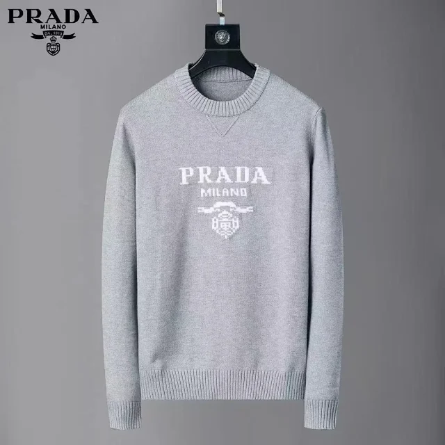 Prada Knitwear Crewneck logo knit sweater product detail image 3