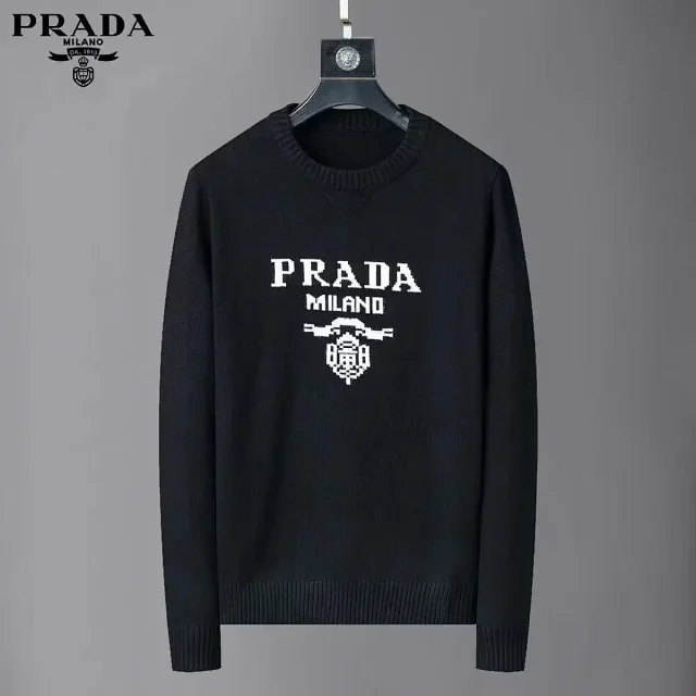 Prada Knitwear Crewneck logo knit sweater product detail image 5