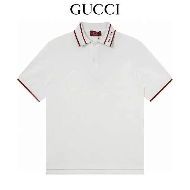 Gucci Shirts Short-Sleeve Polo Shirt with Contrast-Trim Collar product detail image 2