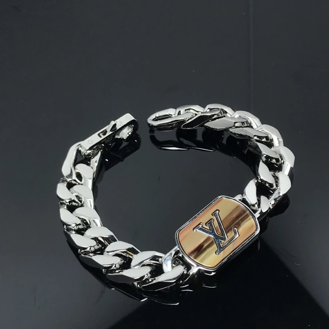 Louis Vuitton Jewelry Cuban Link Bracelet with Monogram Engraving — 9