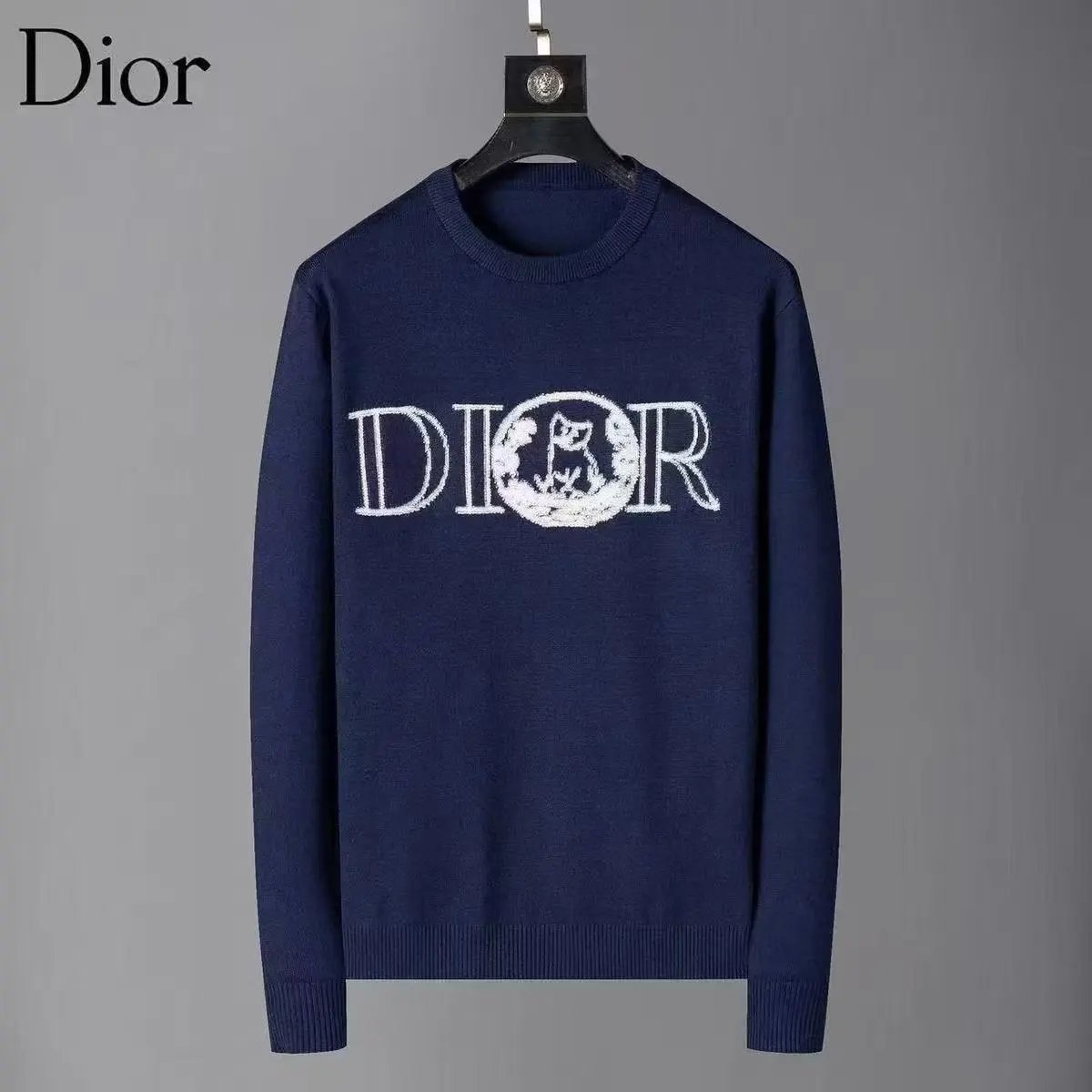 Prada Knitwear Crewneck logo knit sweater — 1