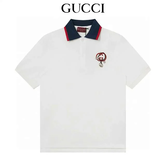 Gucci Shirts Short-Sleeve Polo Shirt with Contrast-Trim Collar product detail image 4