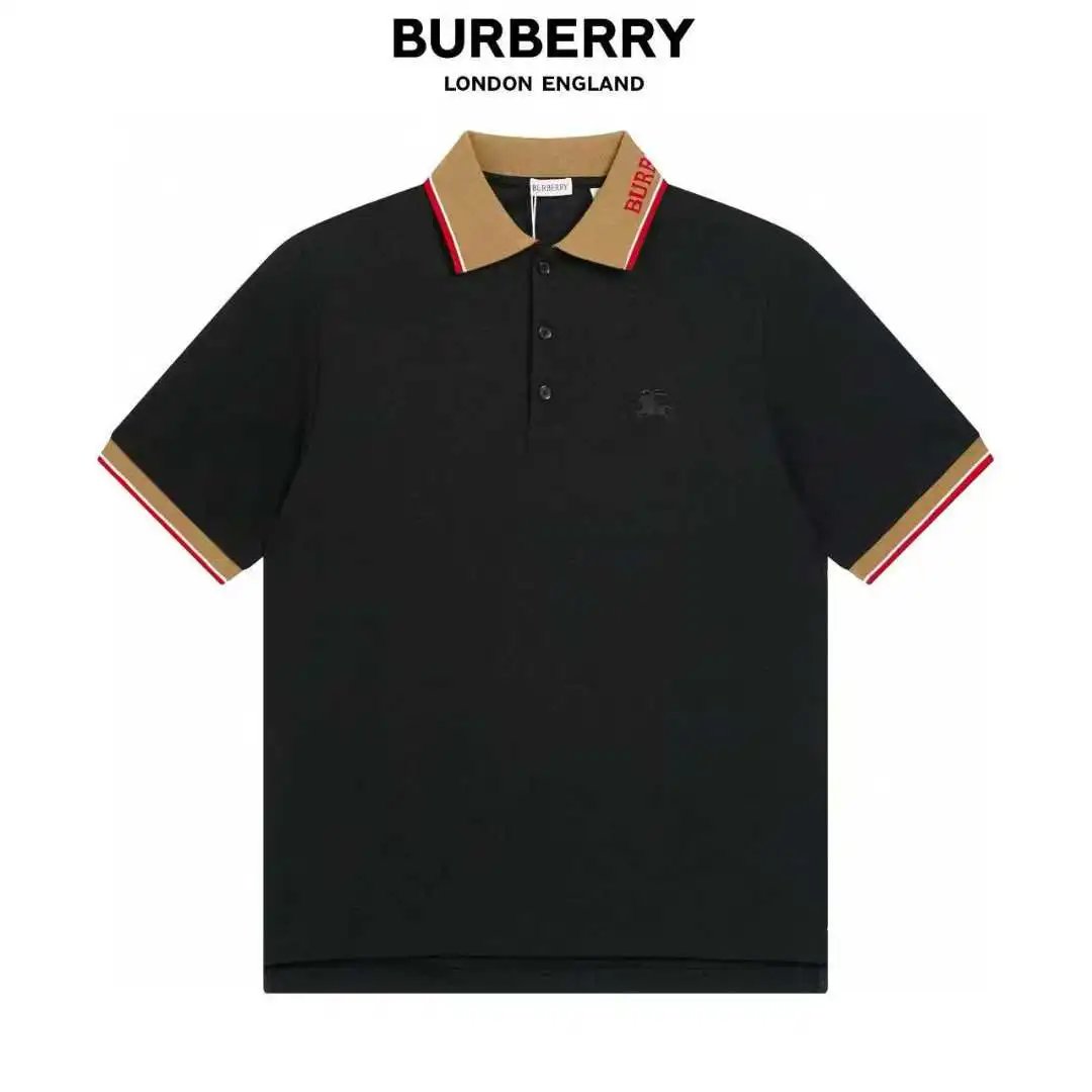 Gucci Shirts Short-Sleeve Polo Shirt with Contrast-Trim Collar — Burberry 6