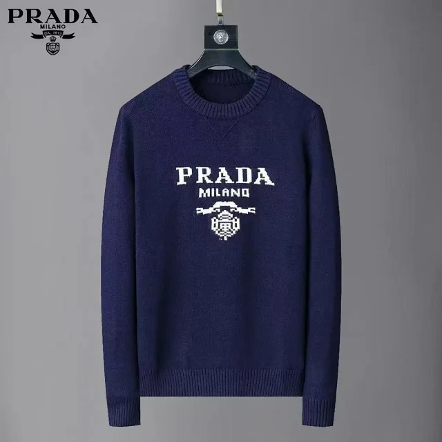 Prada Knitwear Crewneck logo knit sweater product detail image 4