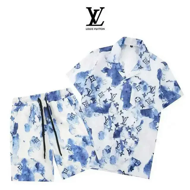 Louis Vuitton Matching Sets Short-Sleeve Printed Shirt and Drawstring Shorts Set product detail image 2