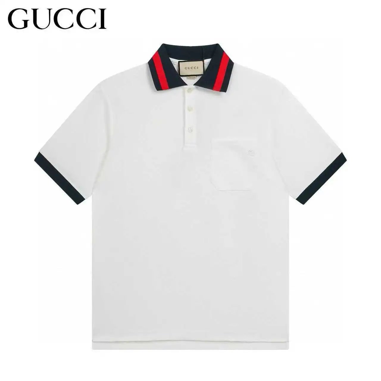 Gucci Shirts Short-Sleeve Polo Shirt with Contrast-Trim Collar — Gucci 12